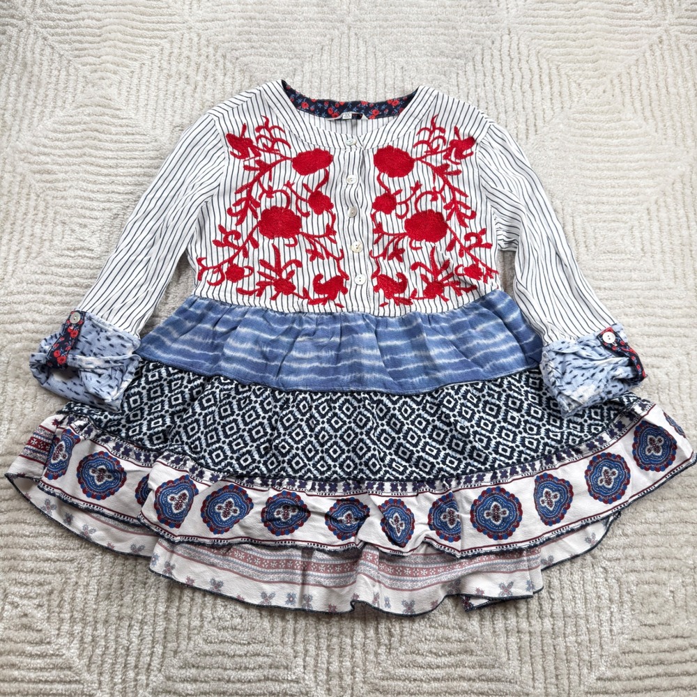 John Mark Tunic Top Women XS Tiered Boho Artsy Chic Peplum Whimsical Cottagrcore